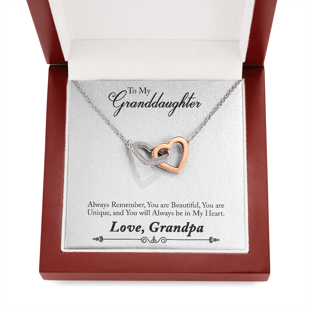 You Are Beautiful Interlocking Hearts Granddaugther Necklace