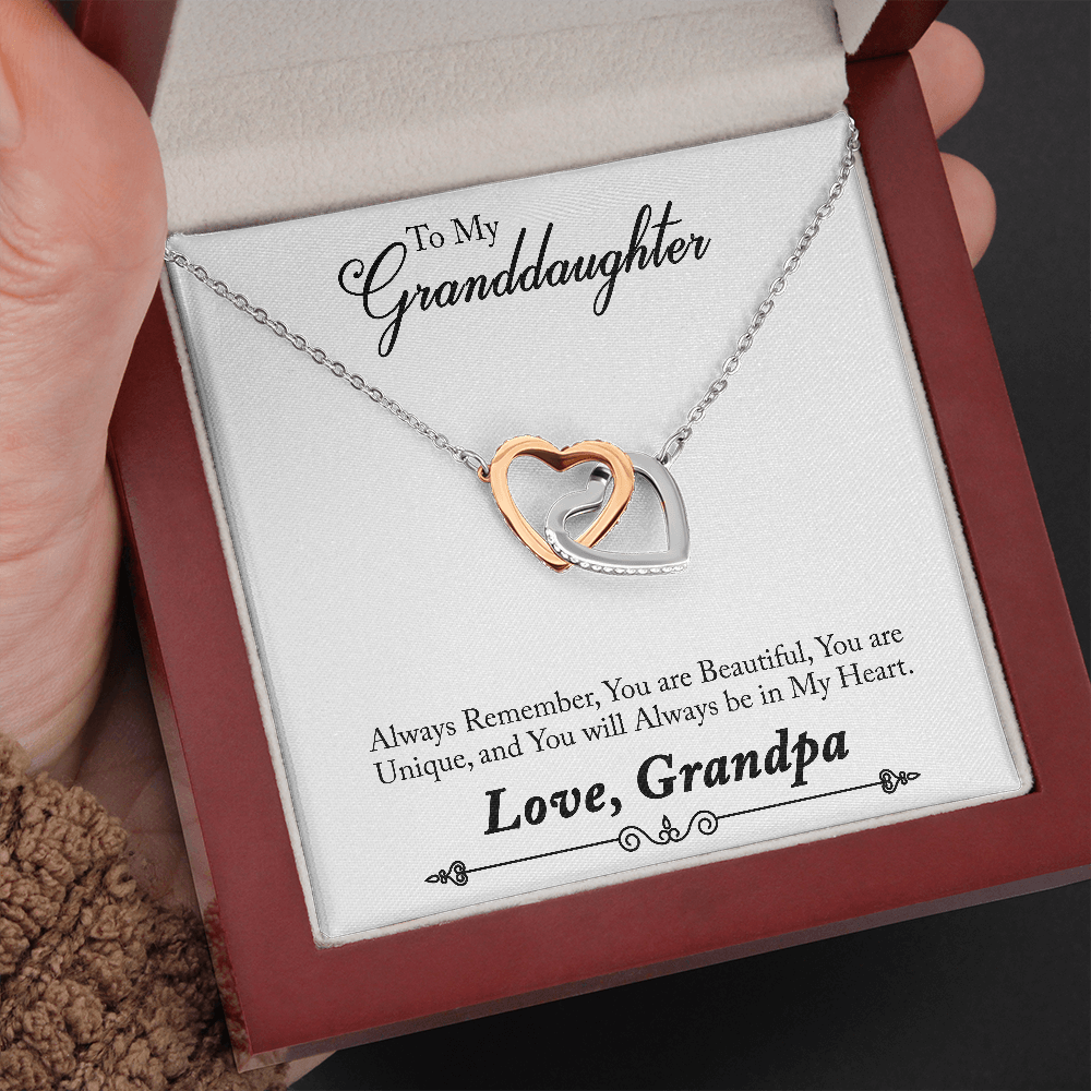 You Are Beautiful Interlocking Hearts Granddaugther Necklace
