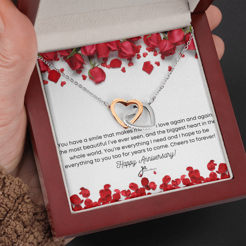 Interlocking Hearts Anniversary Necklace - You're Everything I Need