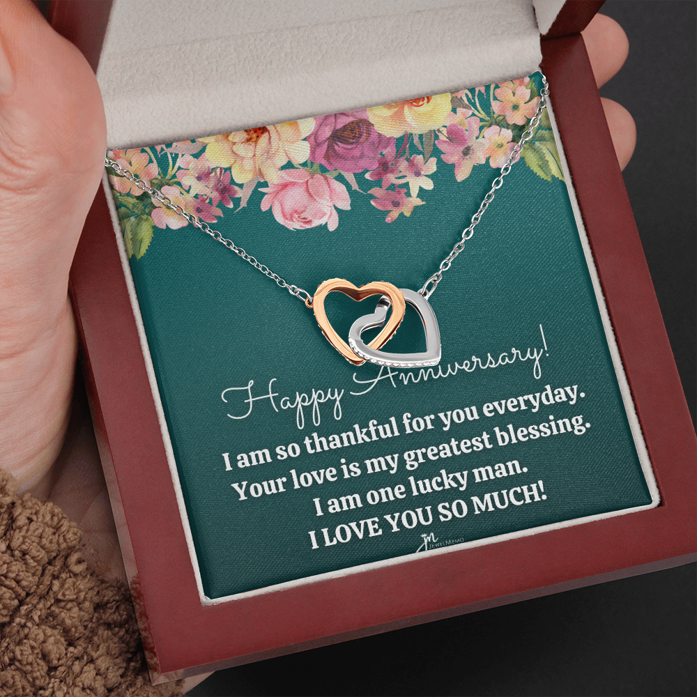 Interlocking Hearts Anniversary Necklace - Your Love Is My Greatest Blessing