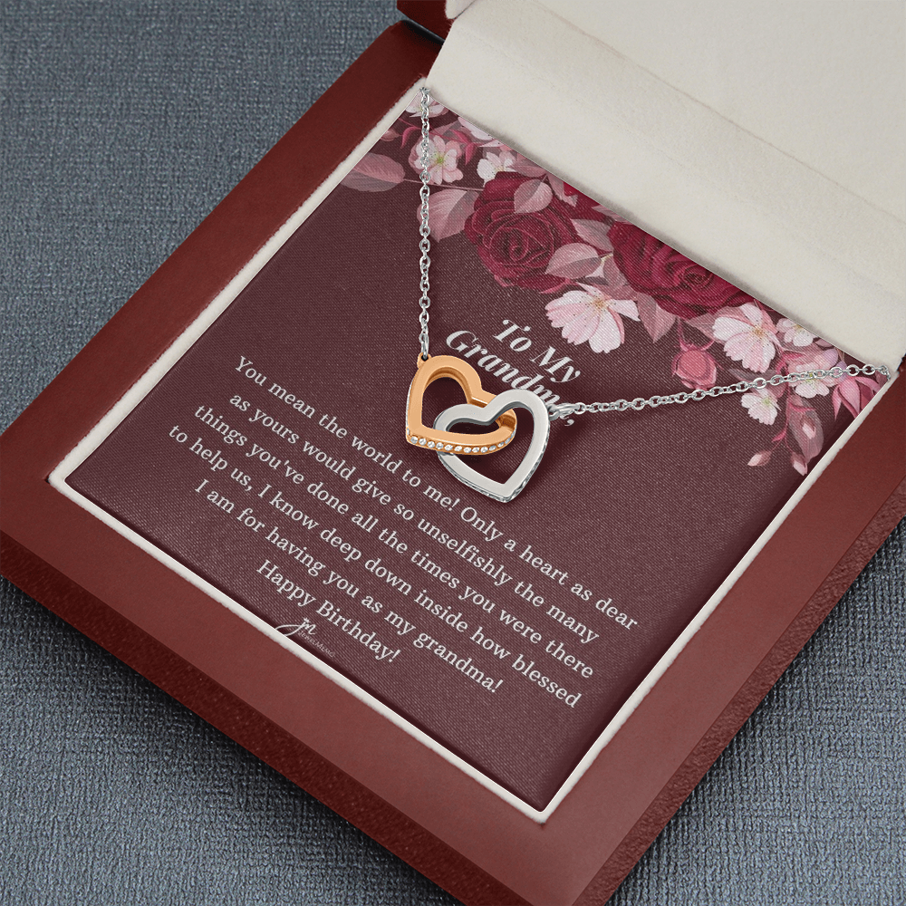 Interlocking Hearts Birthday Necklace - To My Grandma