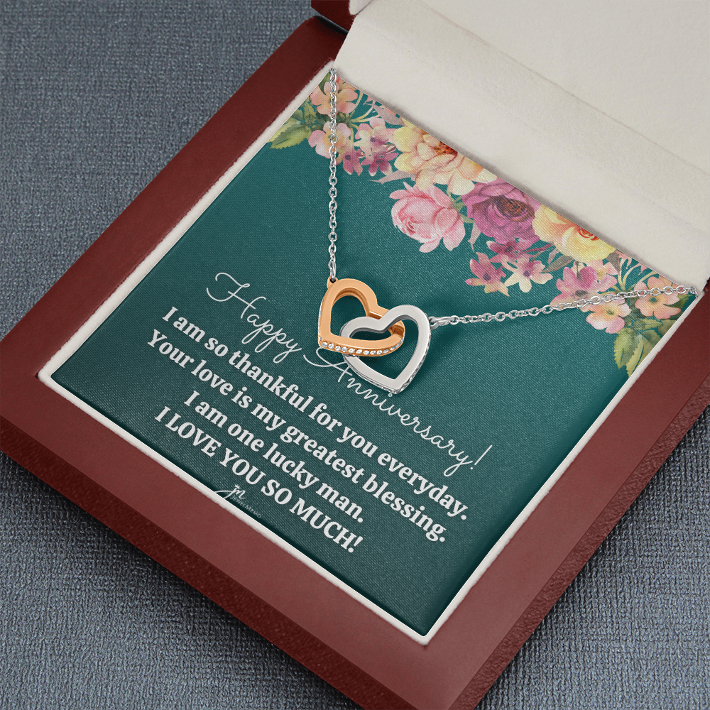 Interlocking Hearts Anniversary Necklace - Your Love Is My Greatest Blessing