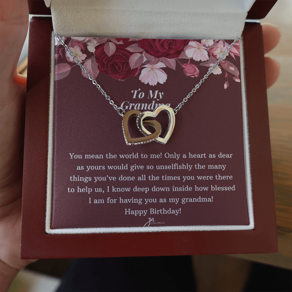 Interlocking Hearts Birthday Necklace - To My Grandma