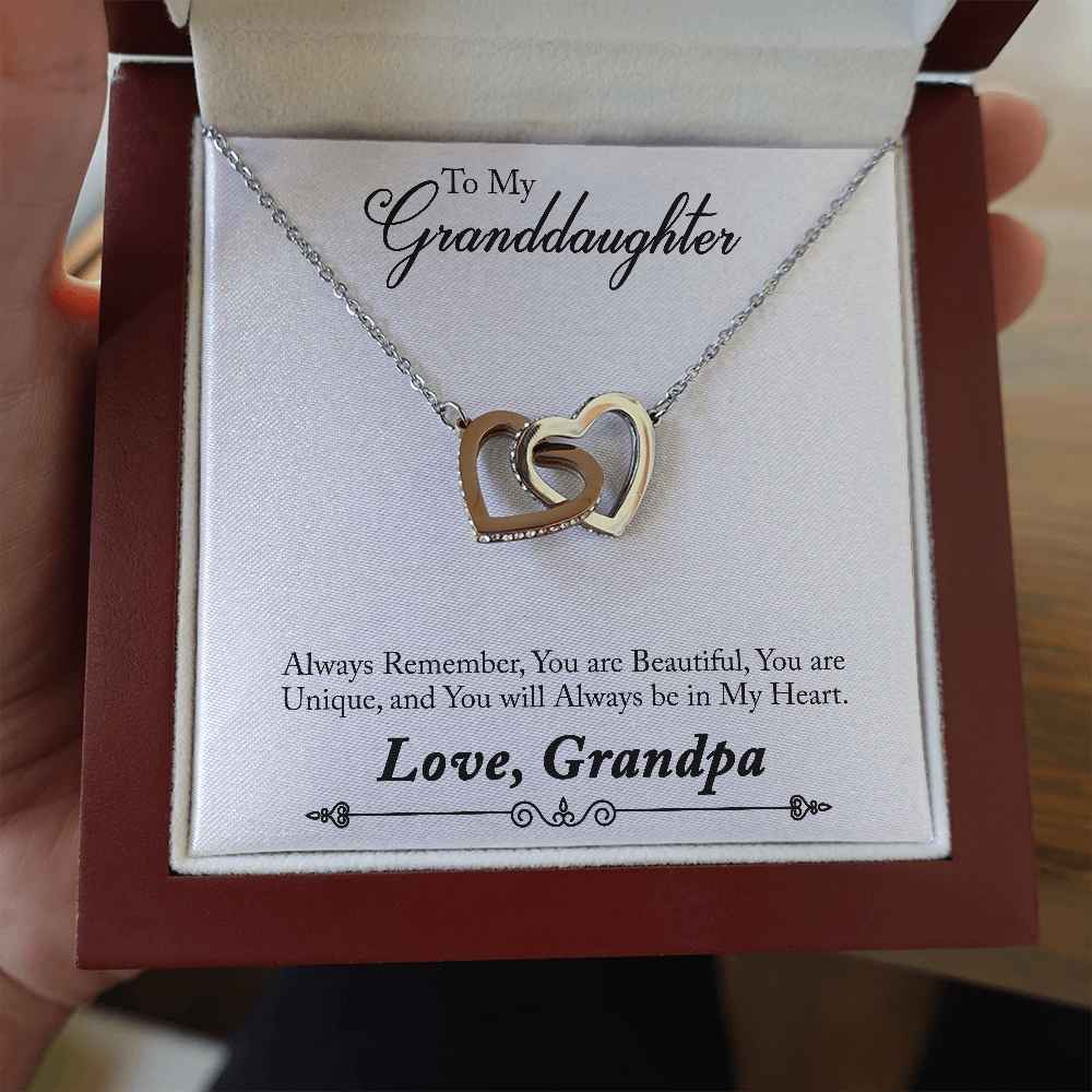 You Are Beautiful Interlocking Hearts Granddaugther Necklace