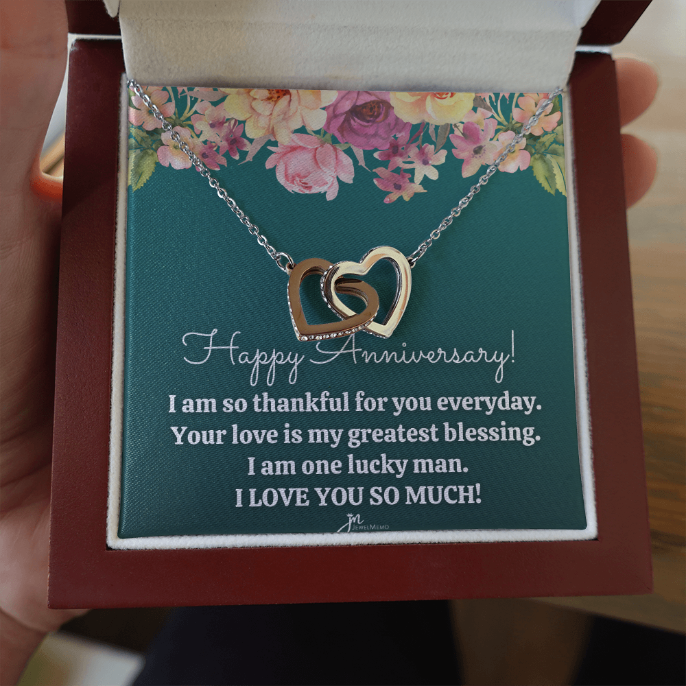 Interlocking Hearts Anniversary Necklace - Your Love Is My Greatest Blessing