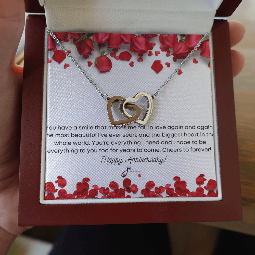 Interlocking Hearts Anniversary Necklace - You're Everything I Need