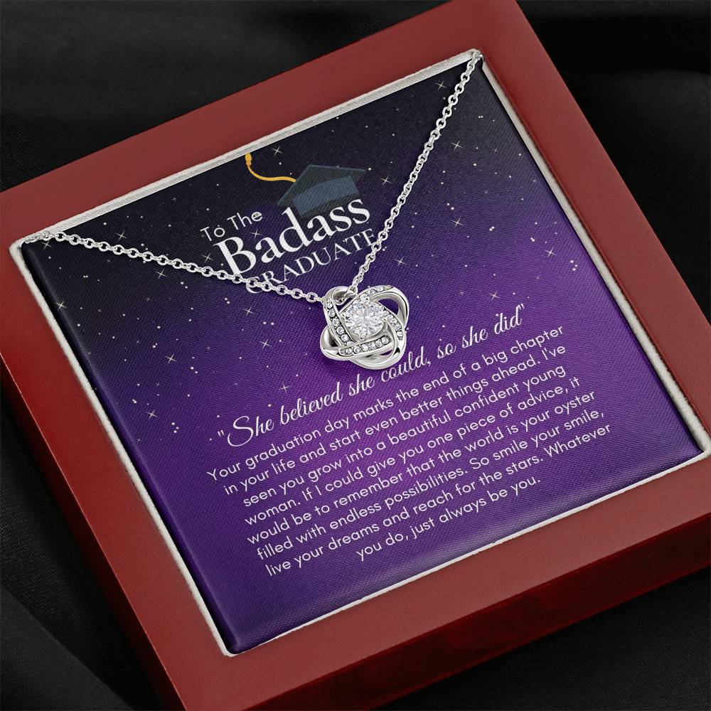 To The BadAss Graduate Love Knot Graduation Necklace V3