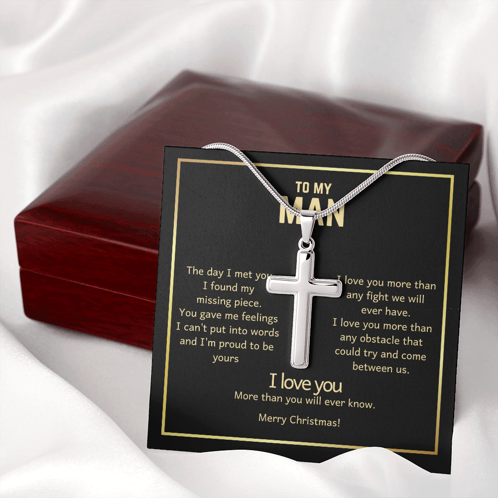 To My Man Christmas Cross Necklace