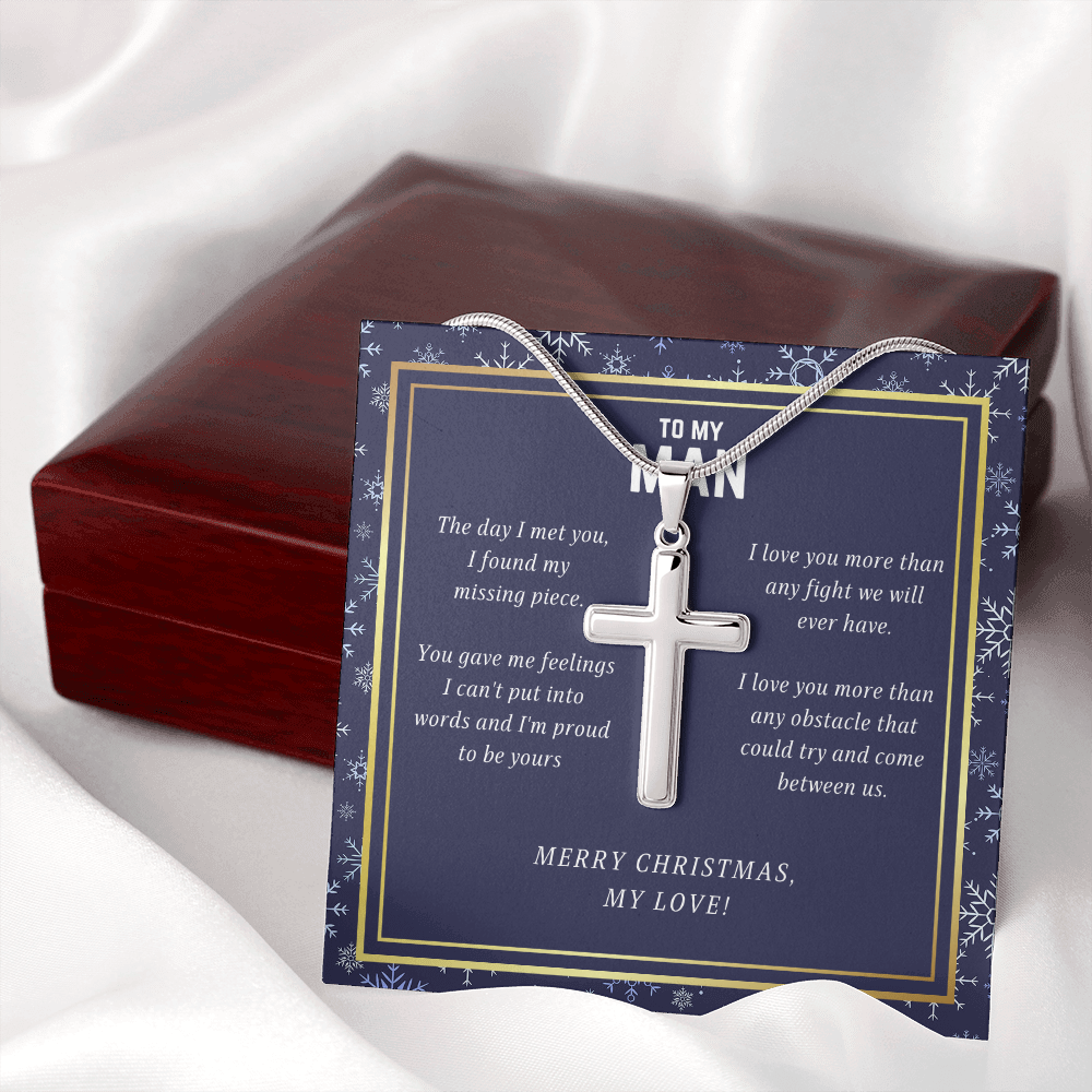 Merry Christmas My Love Cross Necklace