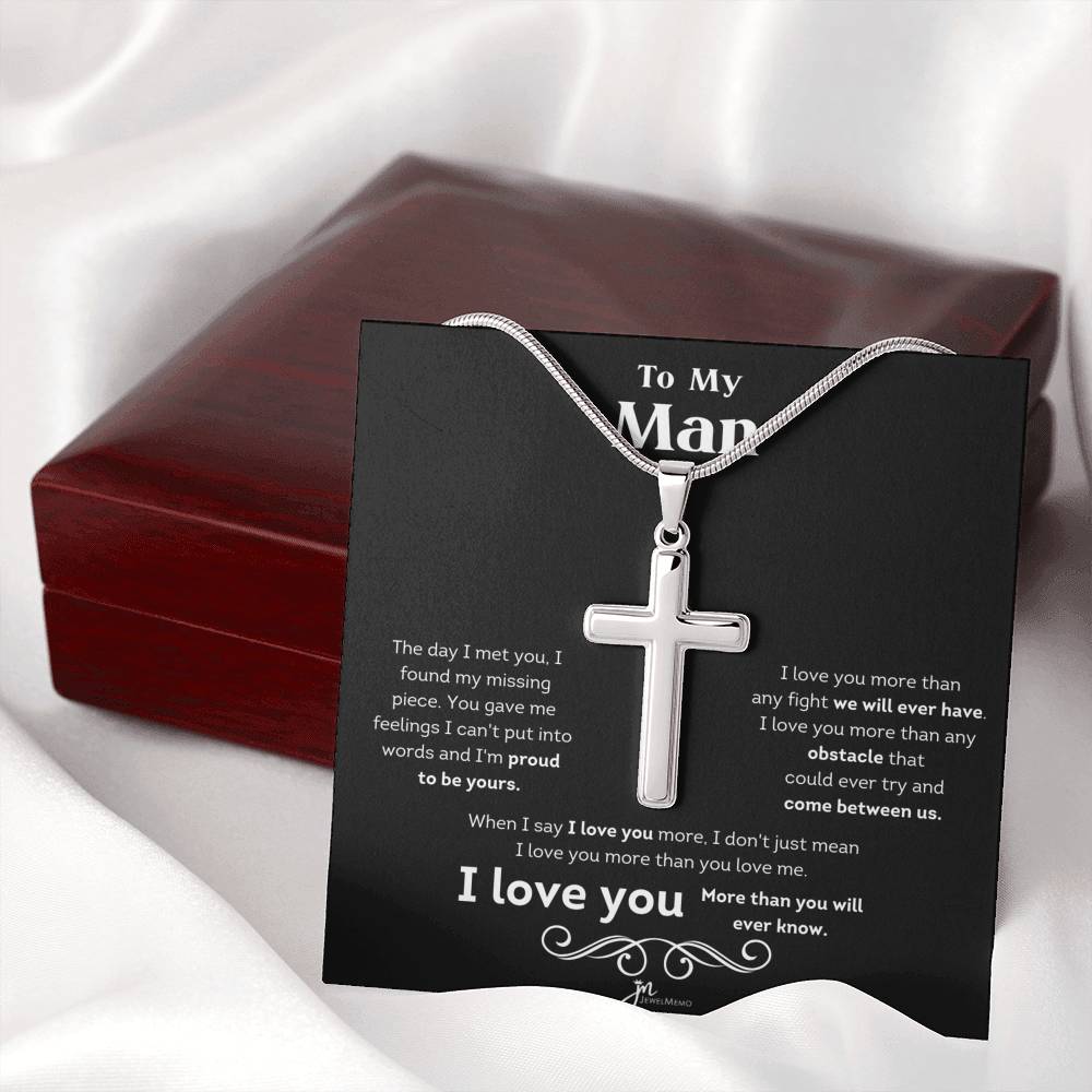 To My Man I Love You Cross Necklace