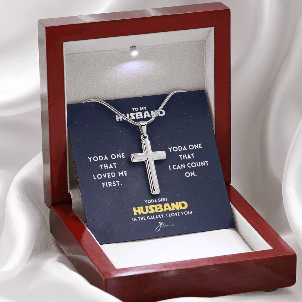 Yoda Best Husband In The Galaxy Cross Necklace V2