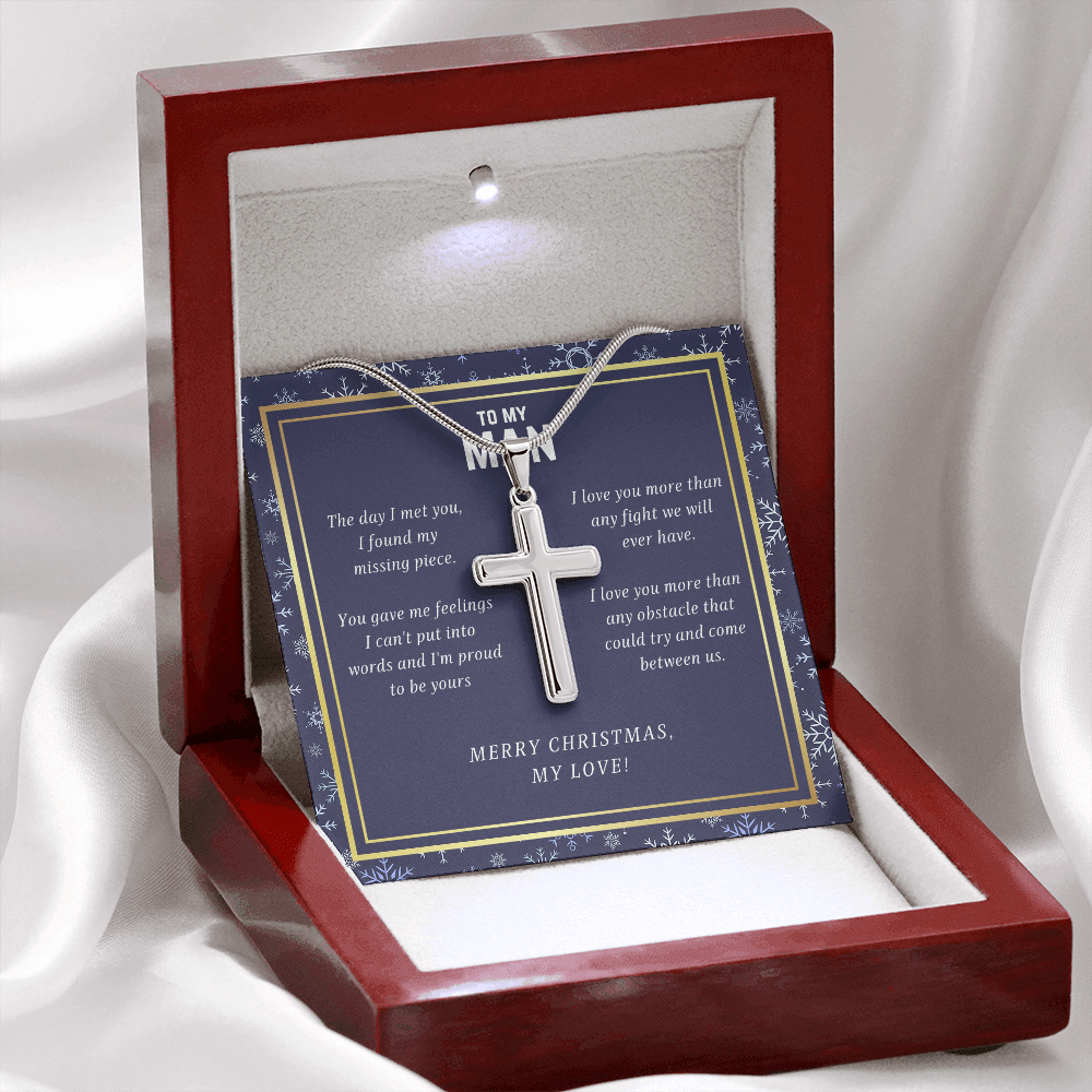 Merry Christmas My Love Cross Necklace