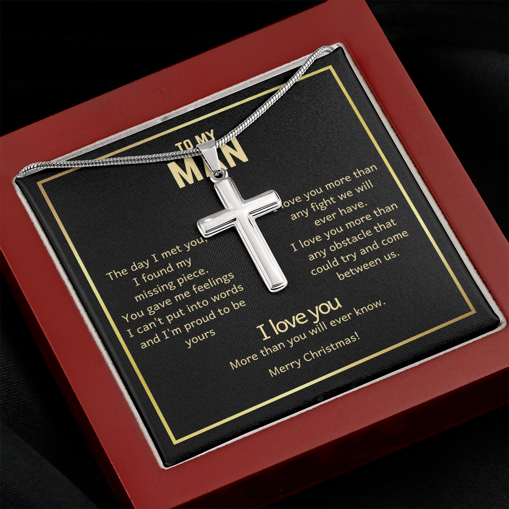 To My Man Christmas Cross Necklace