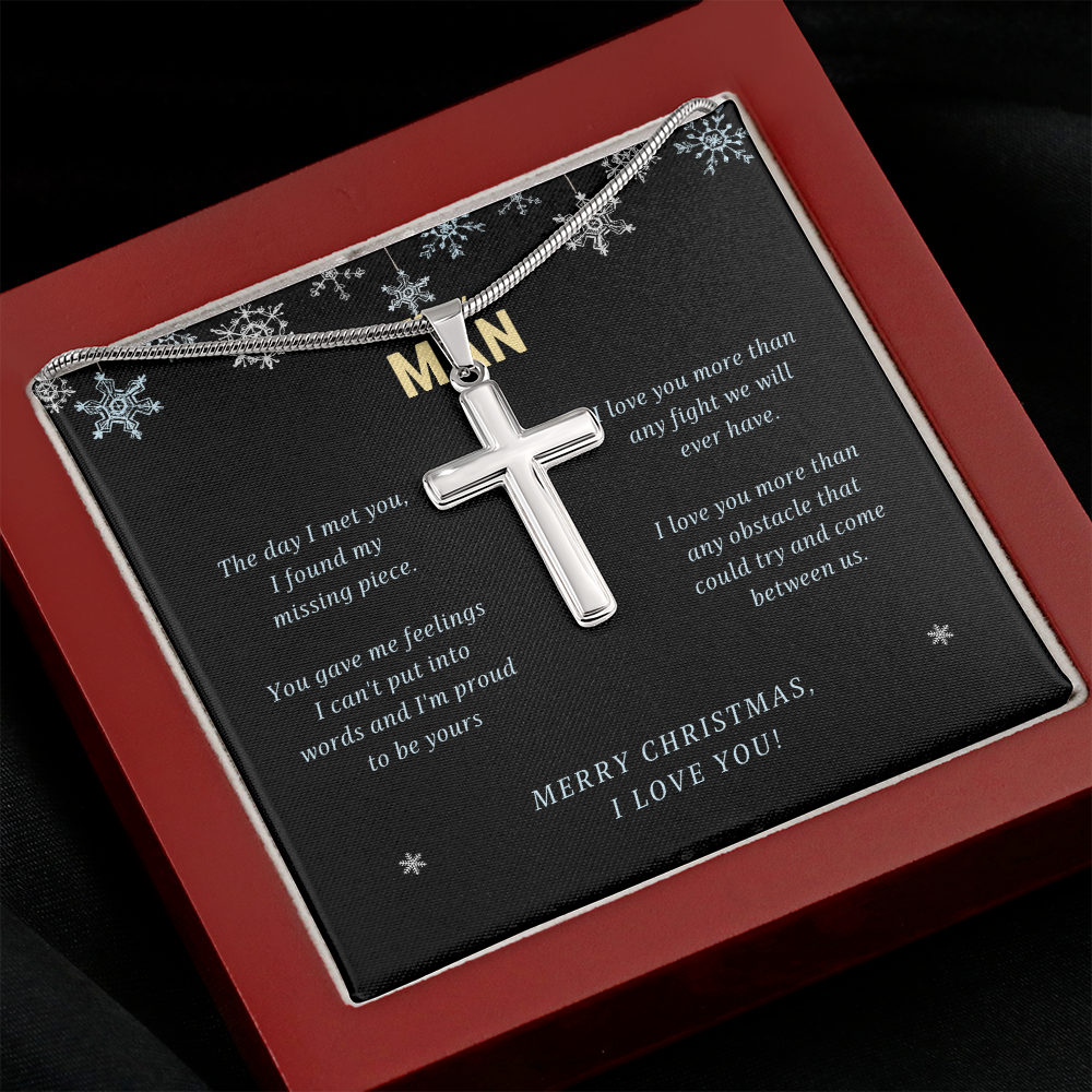 Merry Christmas To My Man Cross Necklace