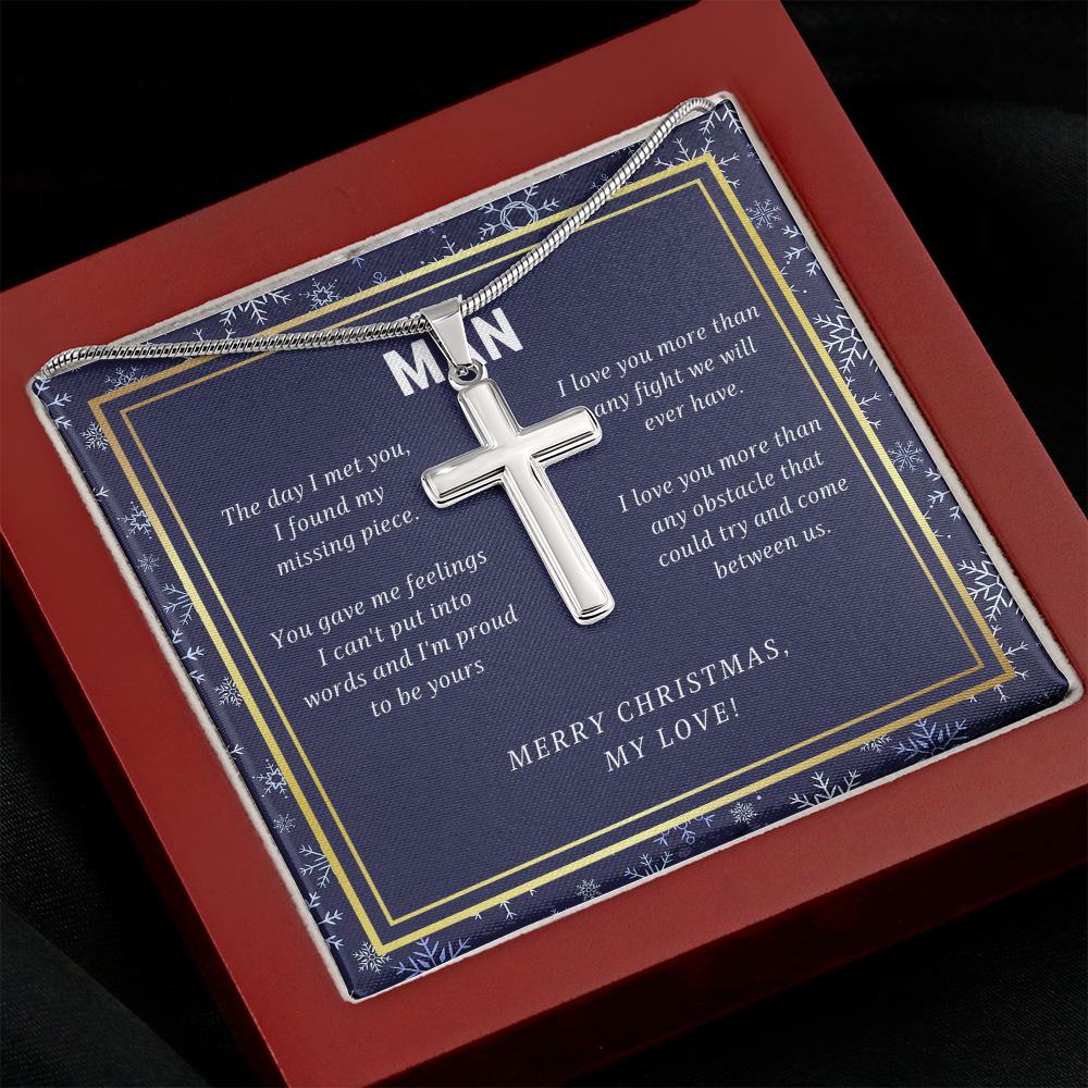 Merry Christmas My Love Cross Necklace