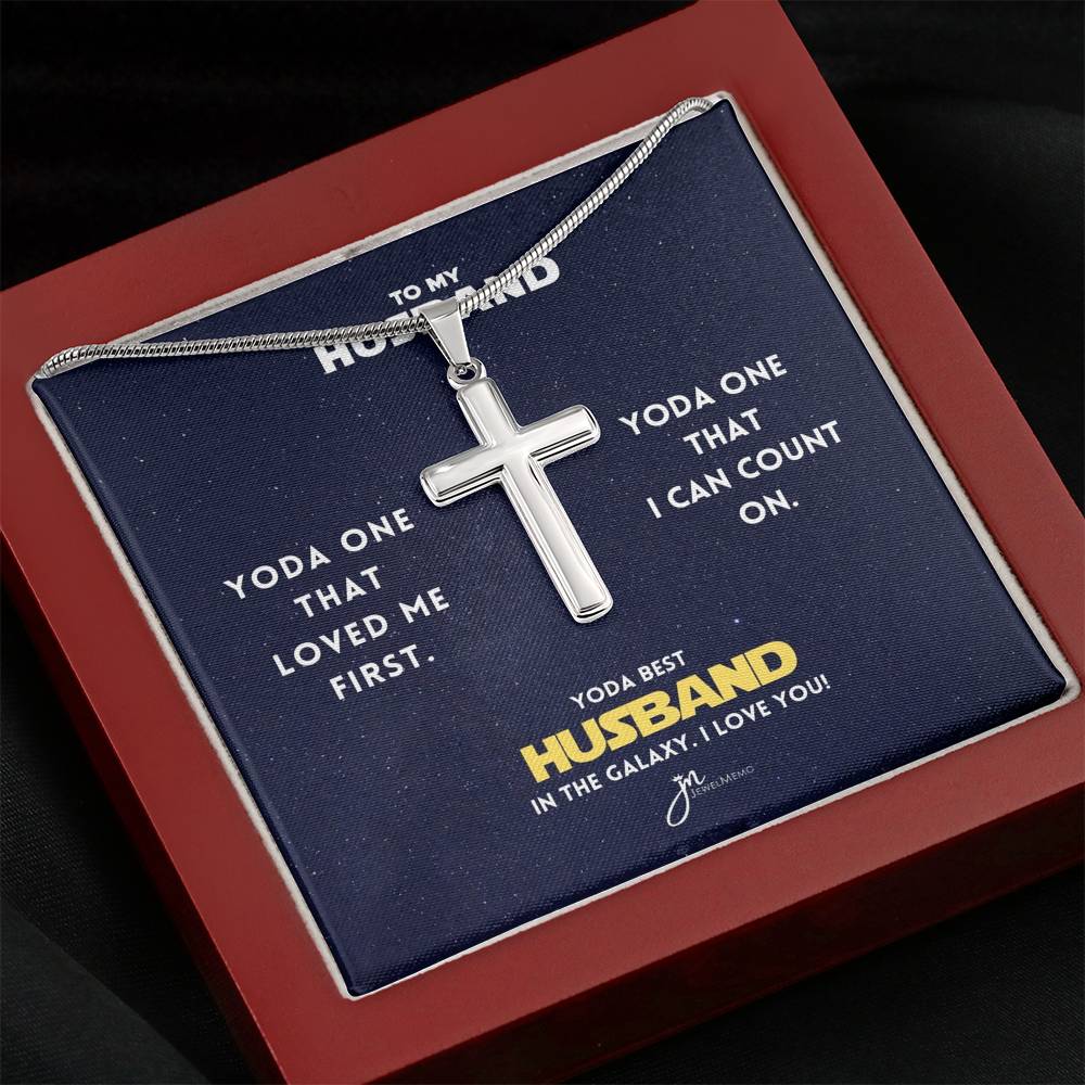 Yoda Best Husband In The Galaxy Cross Necklace V2