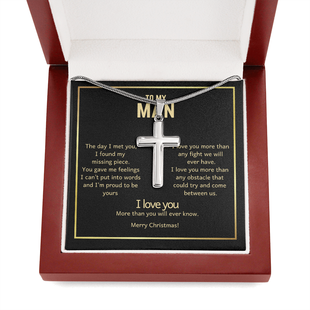 To My Man Christmas Cross Necklace