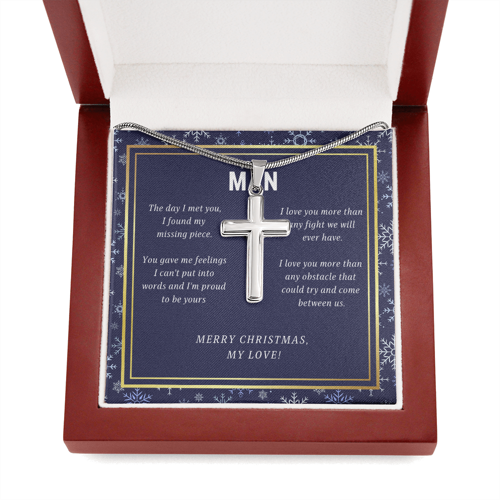 Merry Christmas My Love Cross Necklace