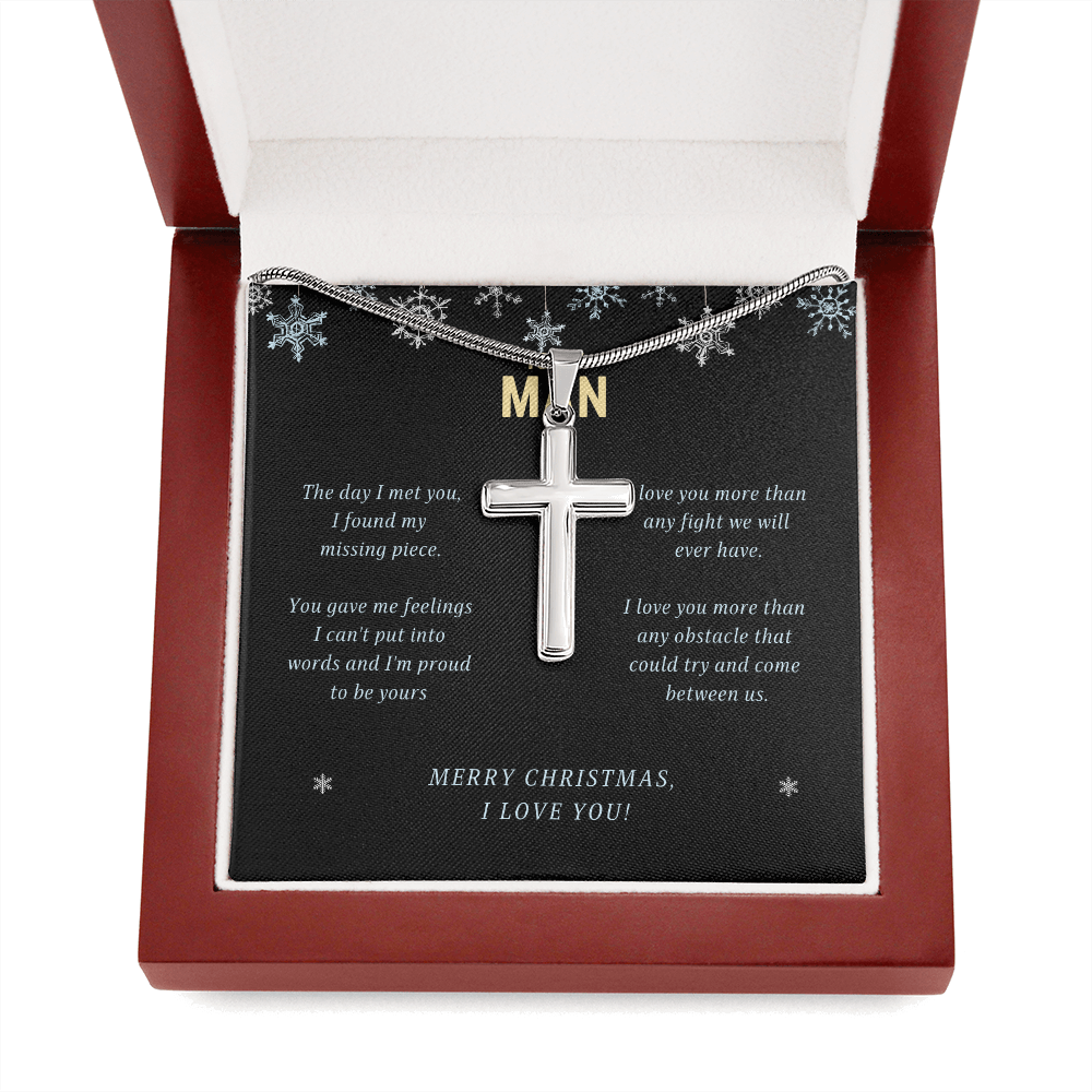 Merry Christmas To My Man Cross Necklace