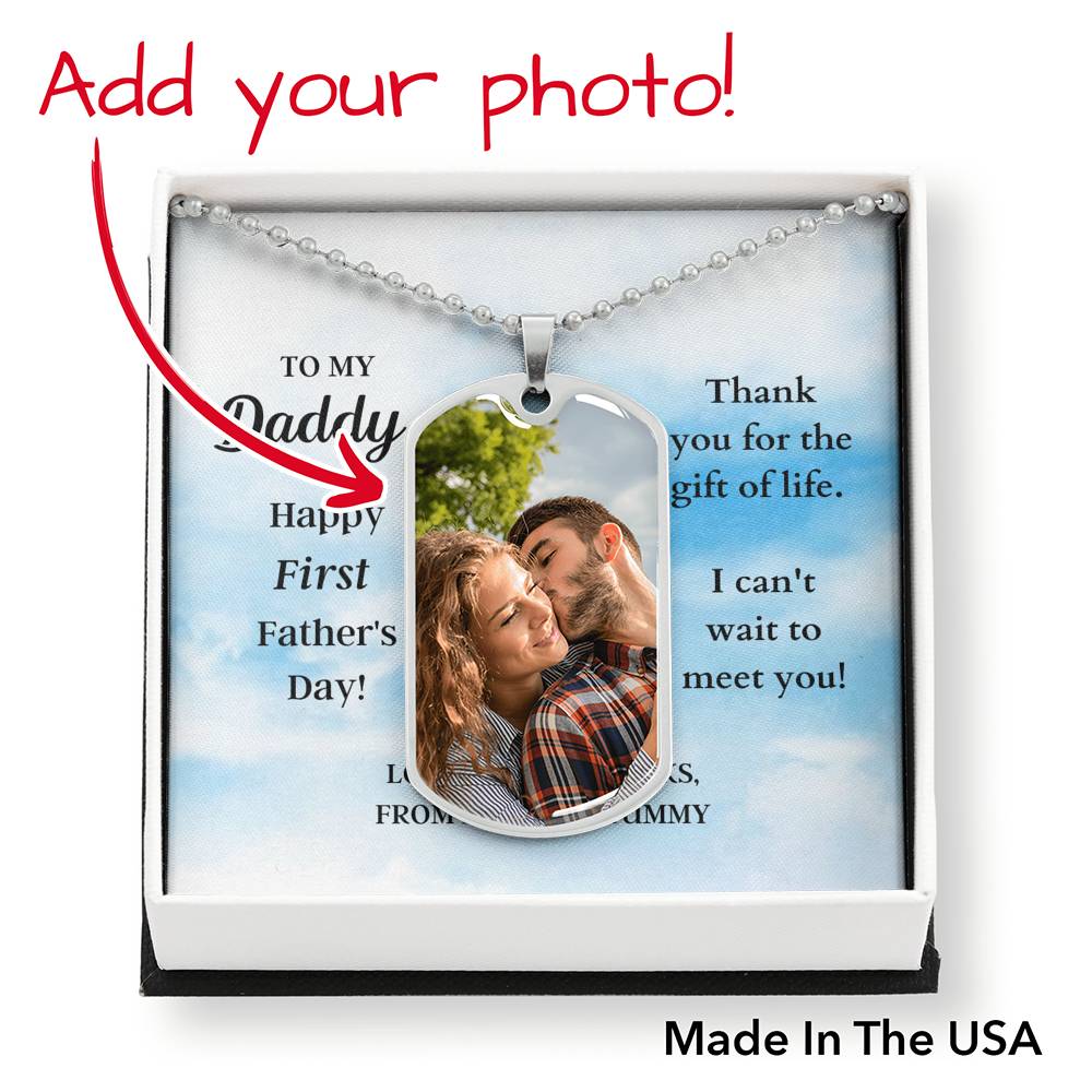 Custom Photo Dad Tag Pendant Necklace - Happy First Father's Day