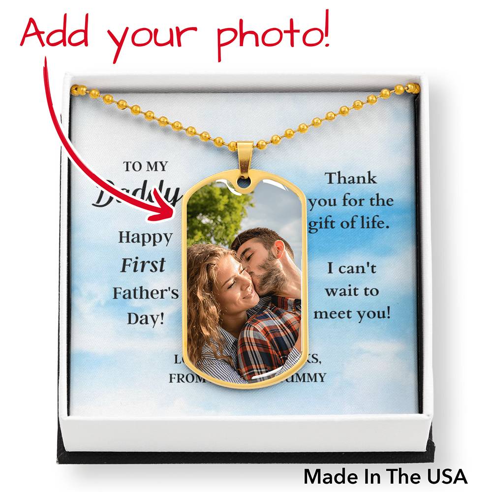 Custom Photo Dad Tag Pendant Necklace - Happy First Father's Day