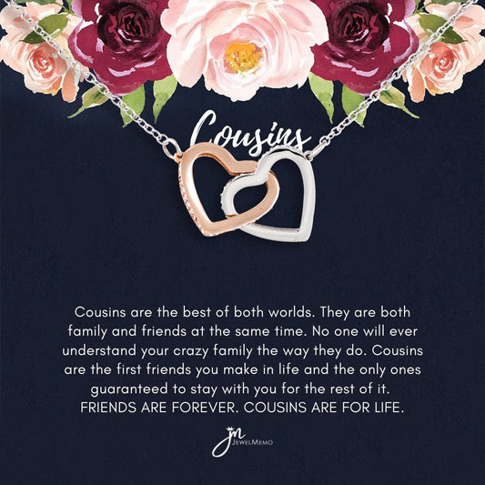 Interlocking Hearts Cousins For Life Necklace