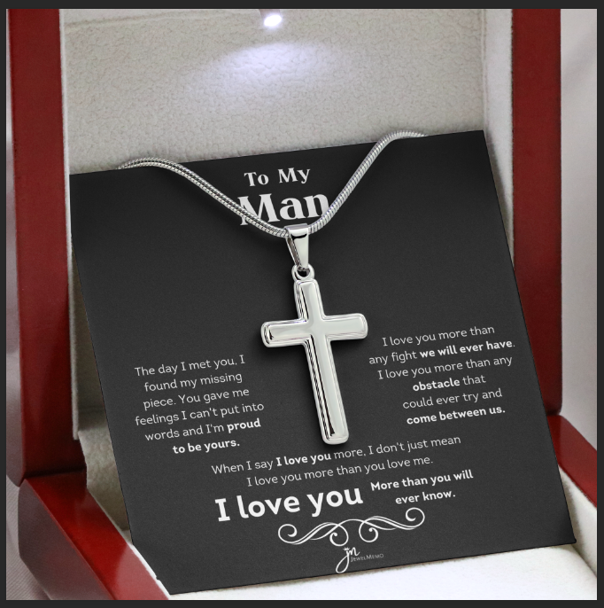 To My Man I Love You Cross Necklace